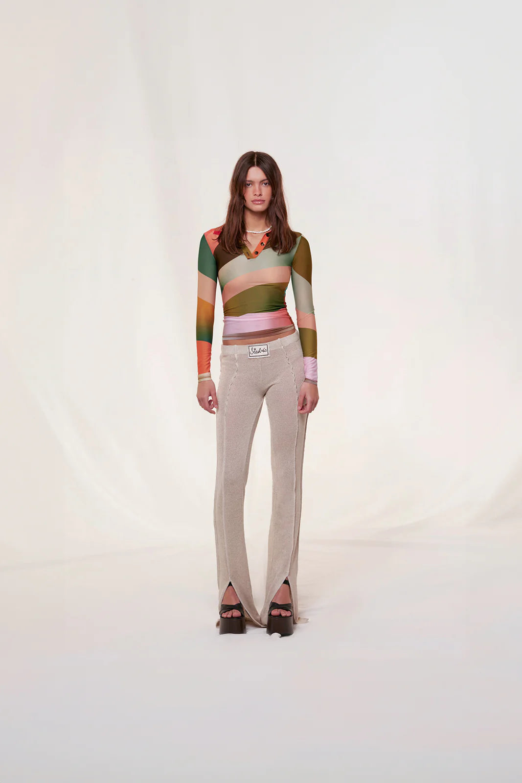 DUO - Sun-ray printed polo top