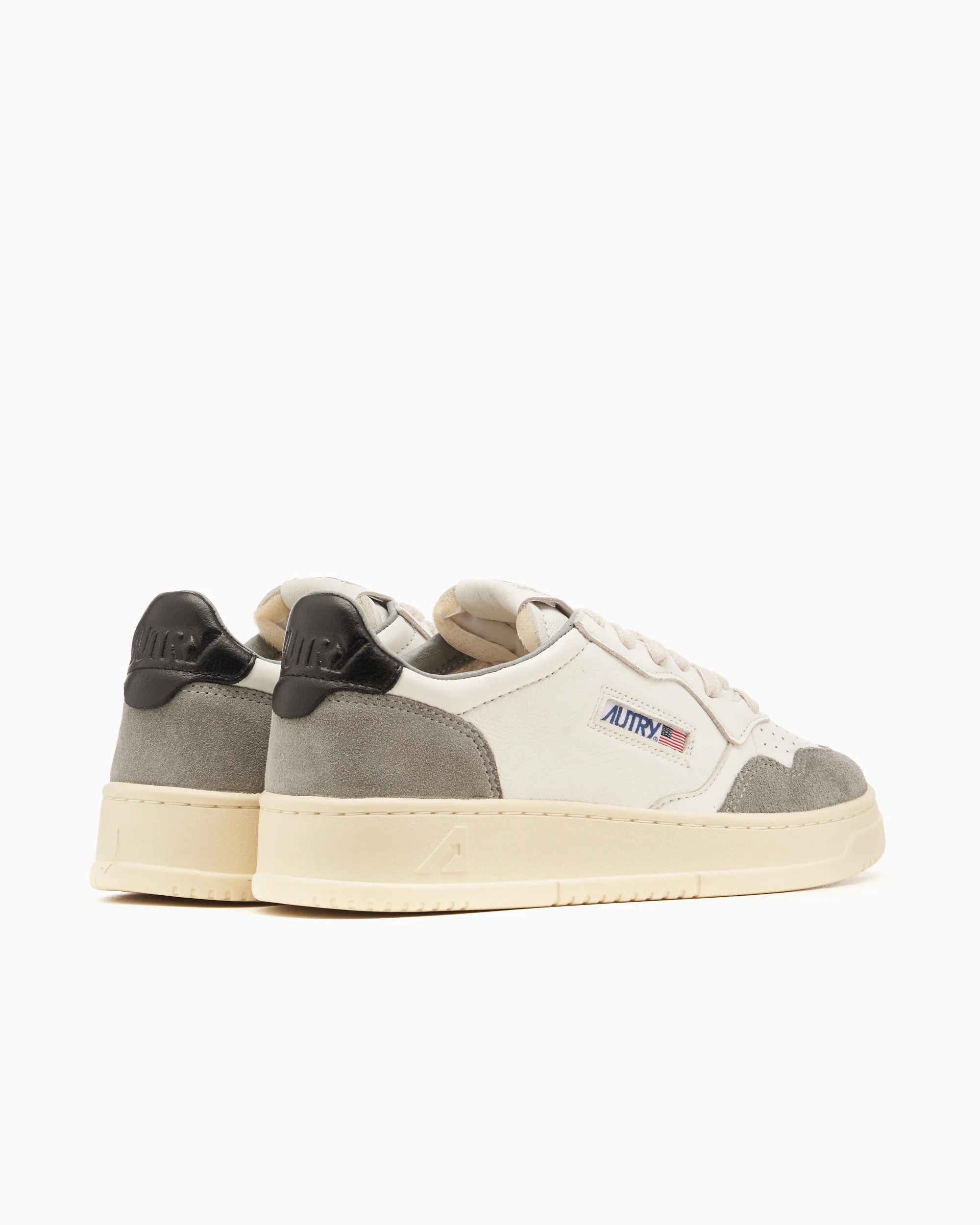 Medalist Low Sneakers in White Grey and Black Suede and Leather