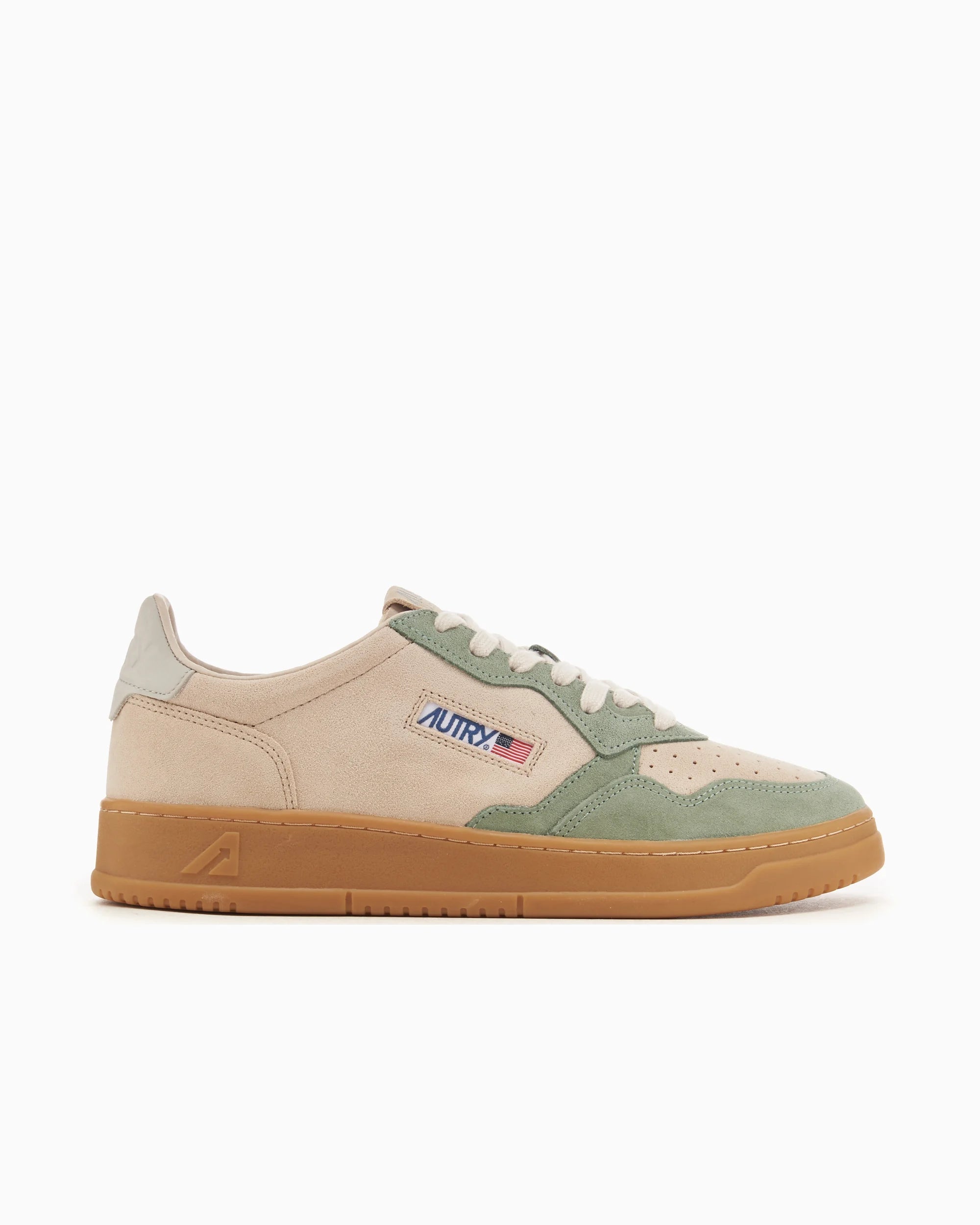 Medallist Low Sneakers in Sand and Green Suede