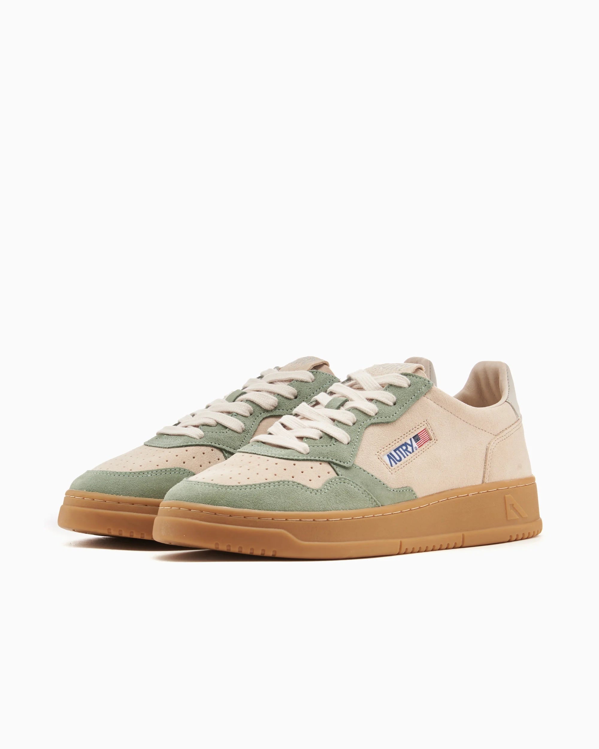 Medallist Low Sneakers in Sand and Green Suede