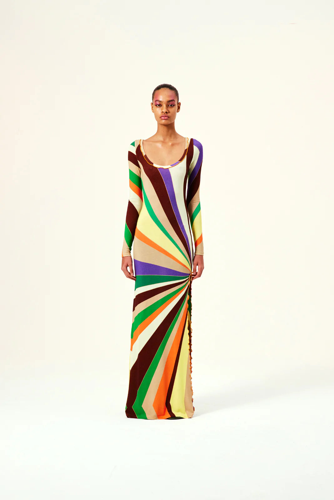 BROOK - Printed long sleeve knit maxi dress