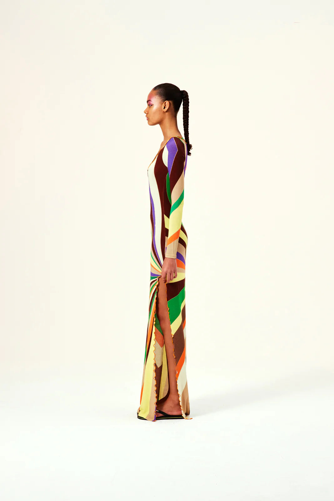 BROOK - Printed long sleeve knit maxi dress