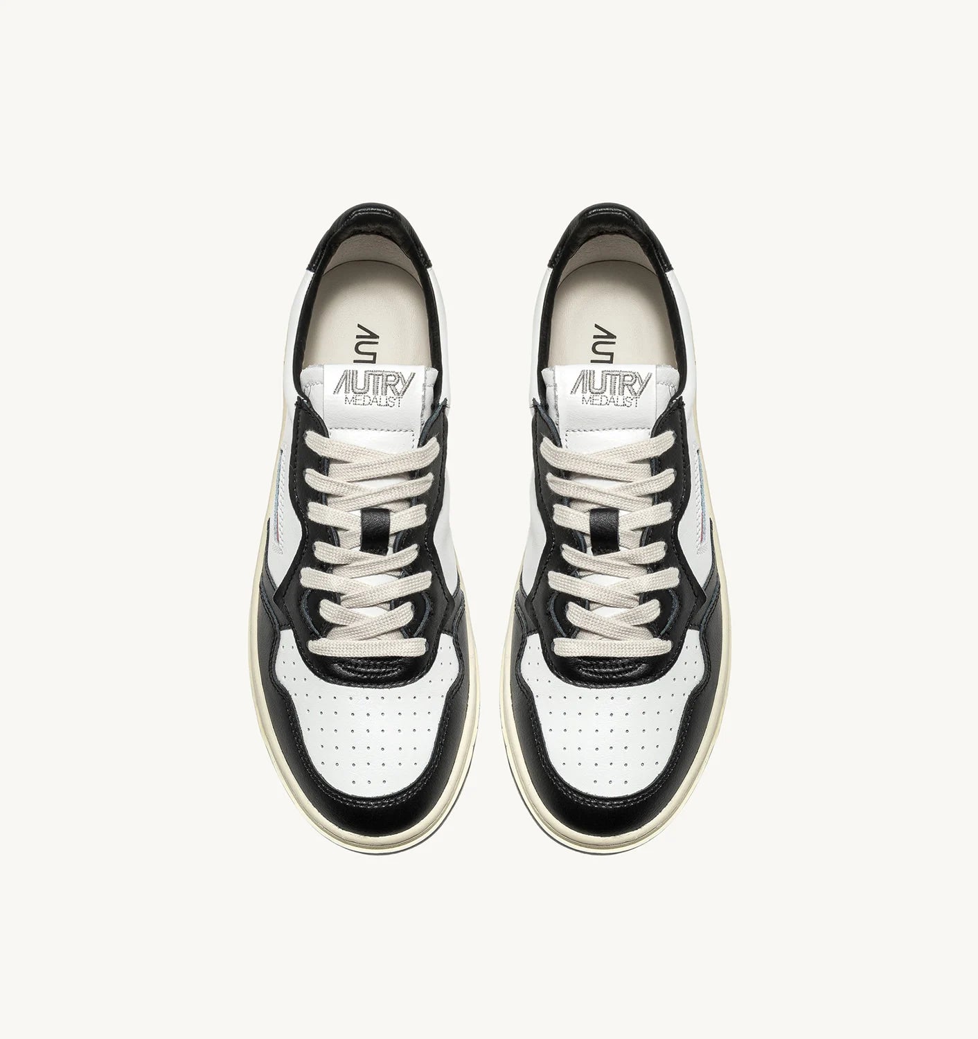 Two-Tone Medalist Low Sneakers In Leather Color White And Black