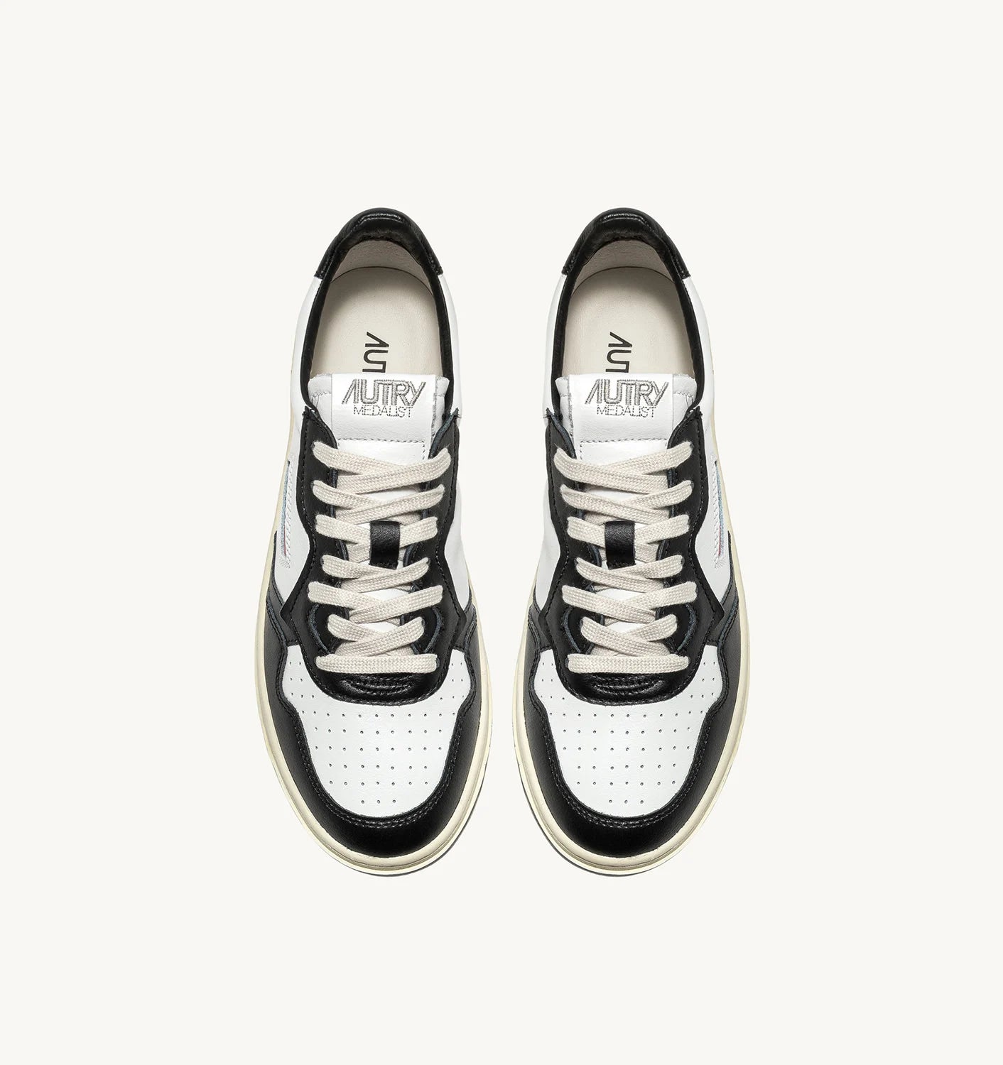 Two-Tone Medalist Low Sneakers In Leather Color White And