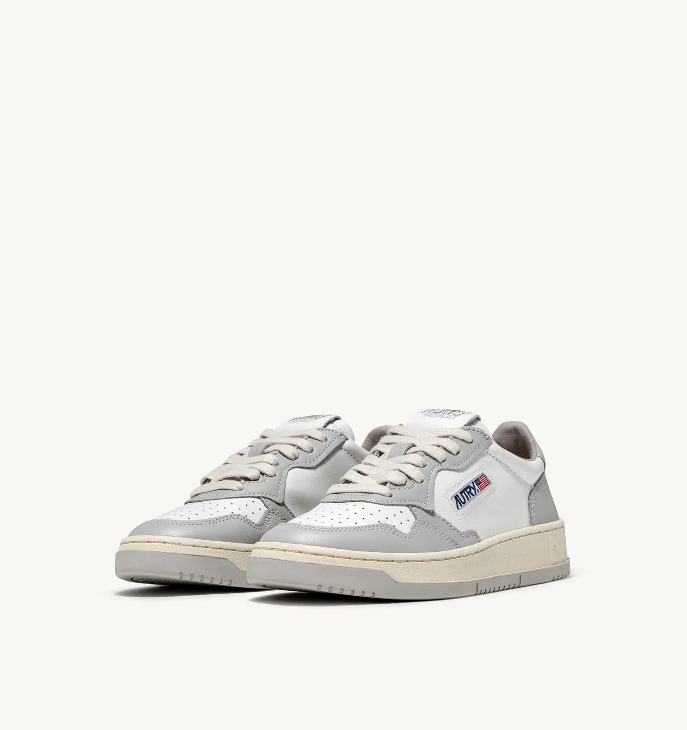 Two-Tone Medalist Low Sneakers In Leather Color White And Vapor Tone