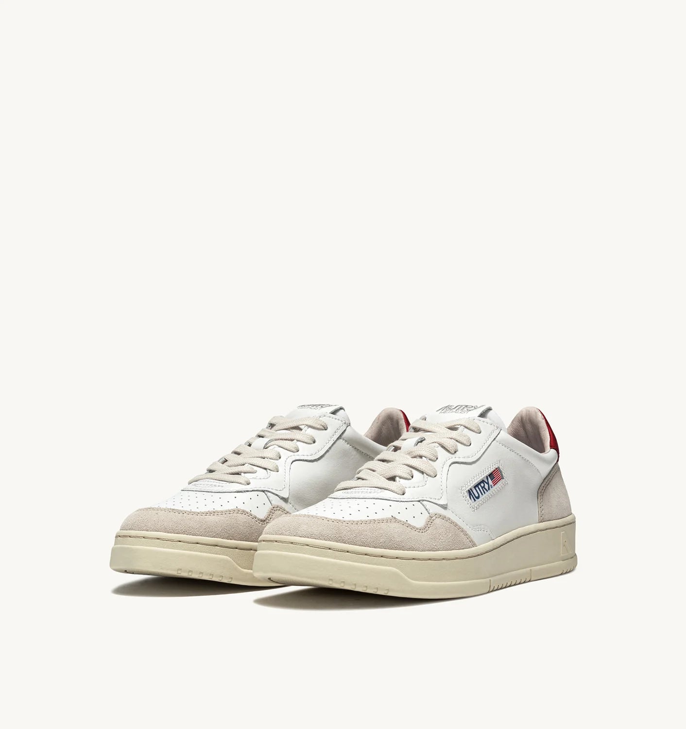 Medalist Low Sneakers In Suede And Leather Color White And Red