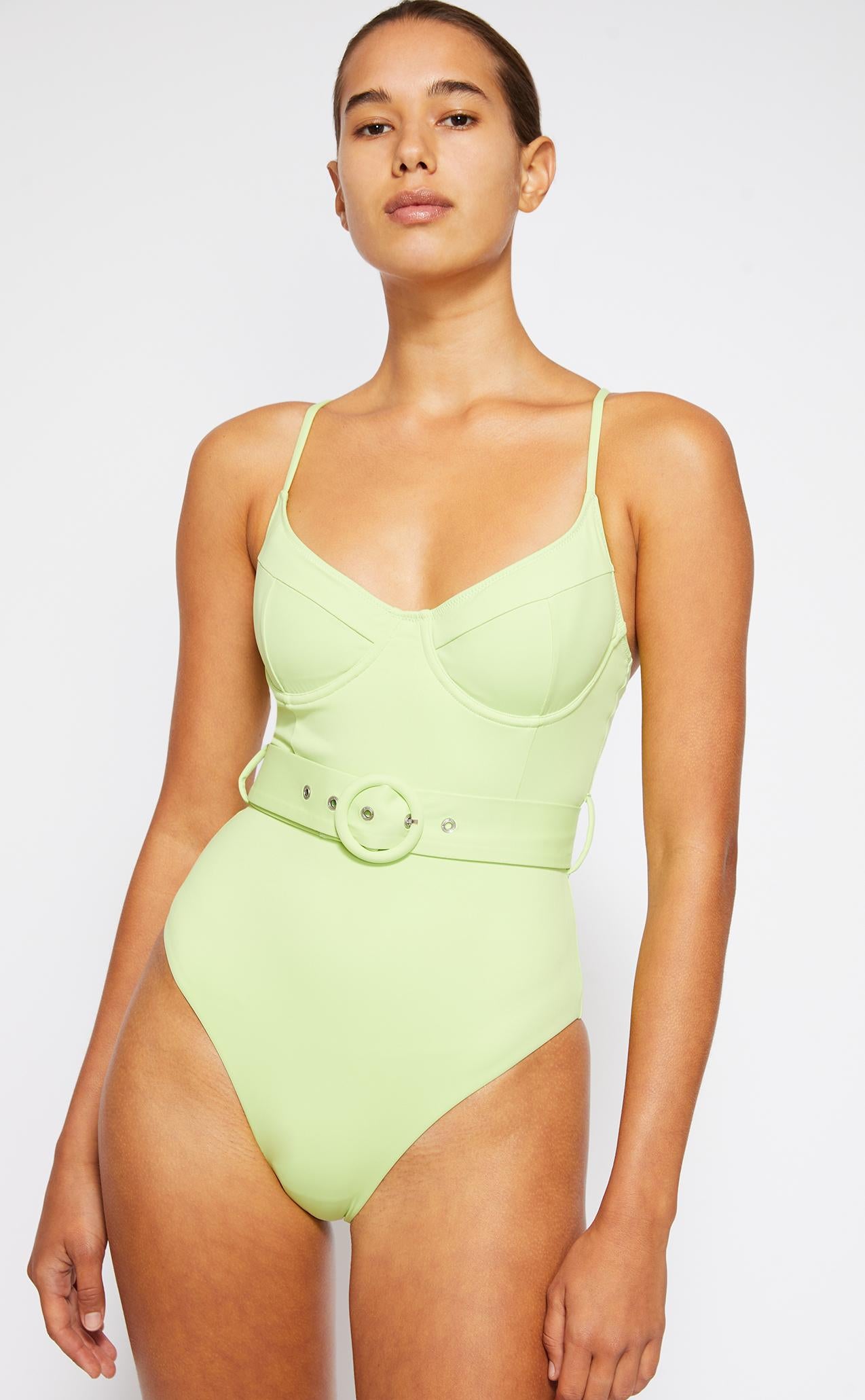 Noa Solid Swimwear Belted Swimsuit – Uncommon Ground